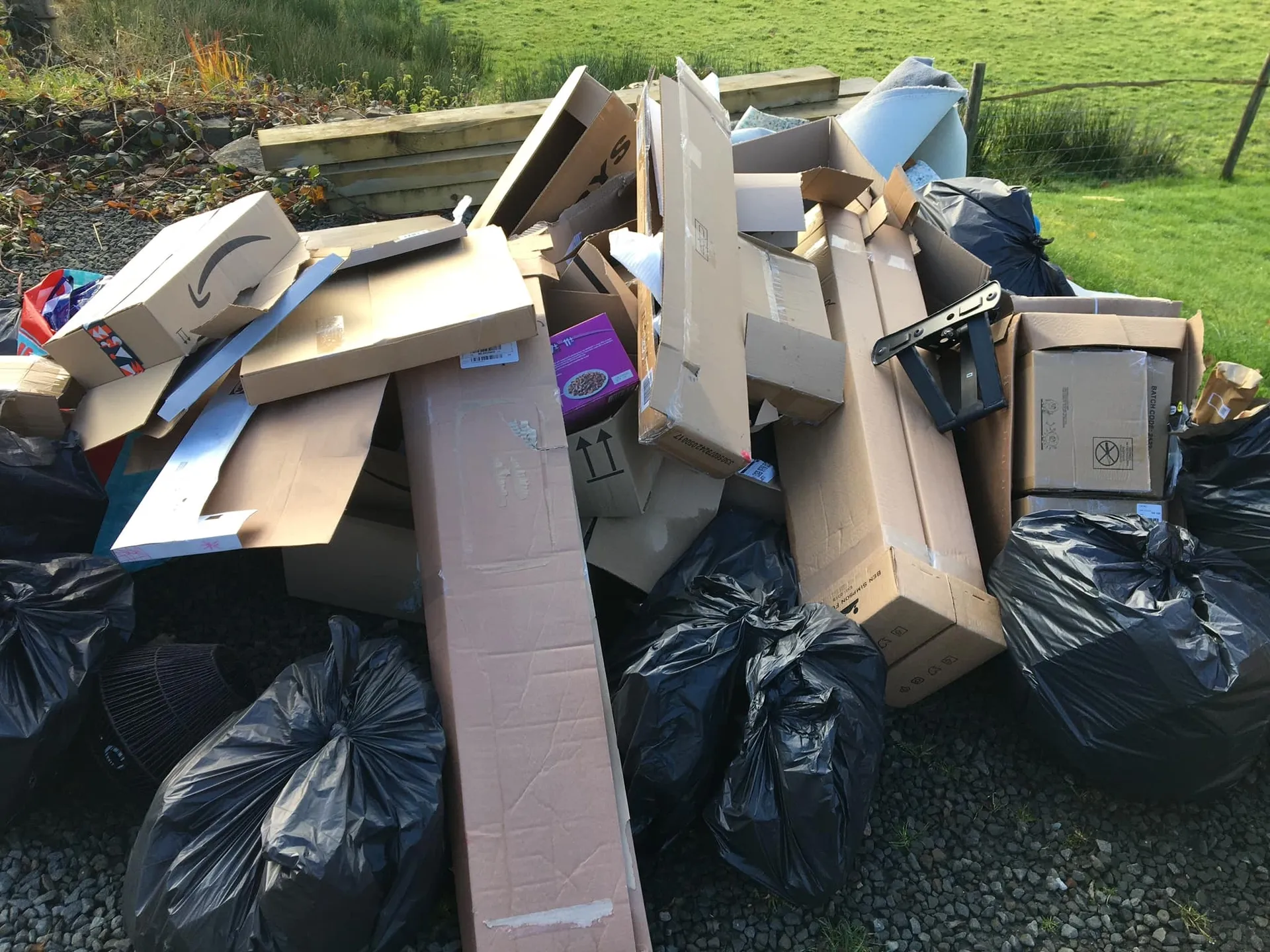a photo of cardboard in a garden in Neath, Port Talbot, and Swansea