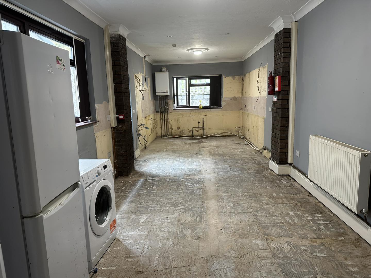 A photo of a stripped out kitchen